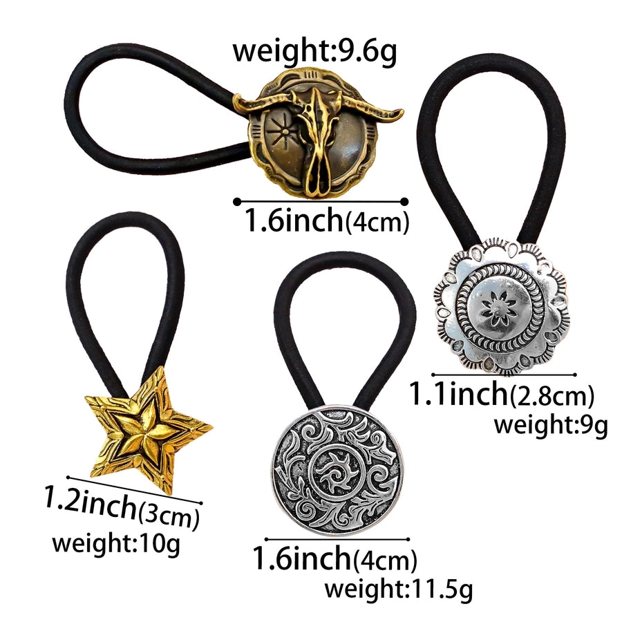 Women's Ethnic Style Color Block Cloth Metal Hair Tie