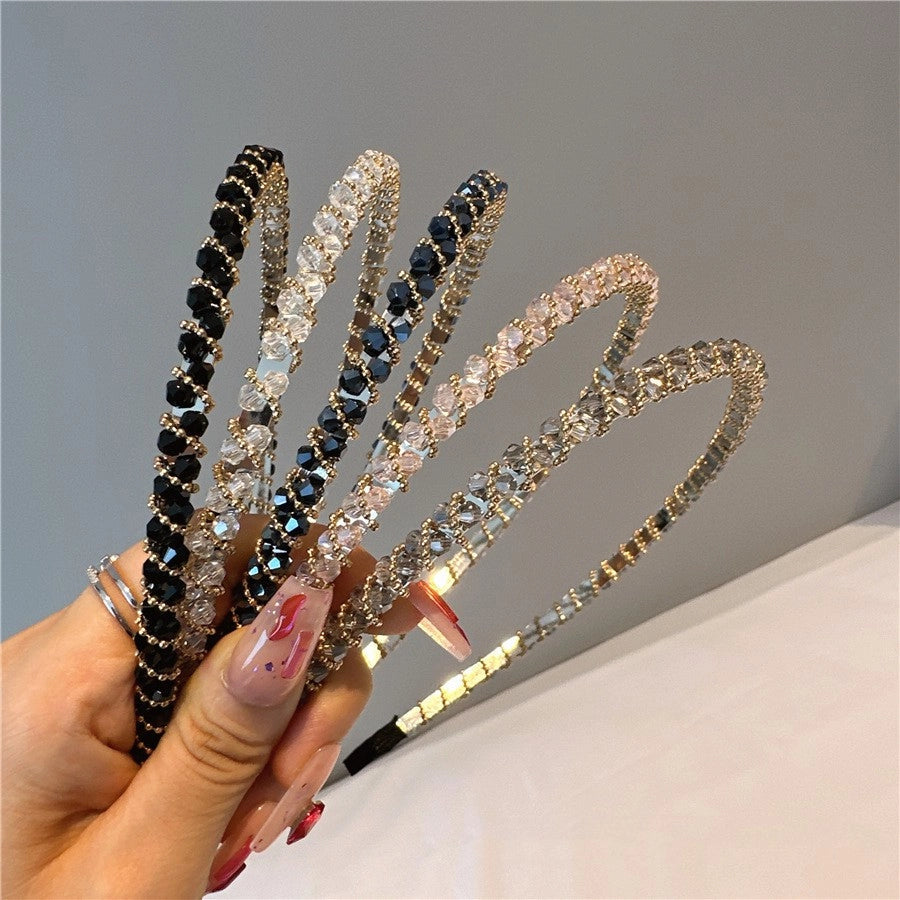 Women's Simple Style Solid Color Artificial Crystal Diamond Hair Band