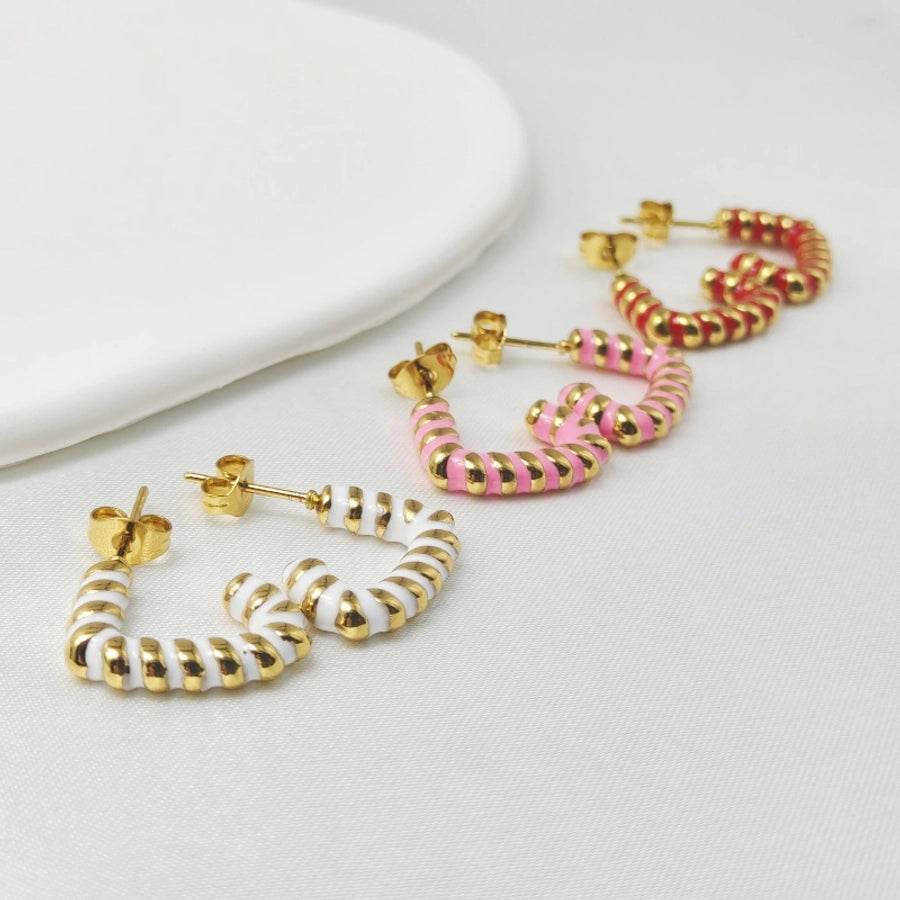 1 Pair Elegant Classic Style Geometric Enamel 304 Stainless Steel Stainless Steel Earrings