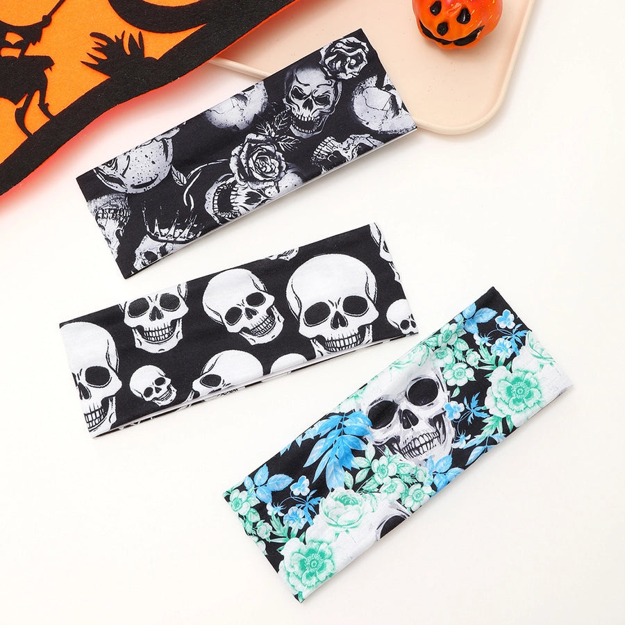 Women's Cute Funny Pumpkin Cartoon Character Spider Cloth Printing Hair Tie