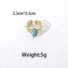 Jewelry Elegant Vintage Style Simple Style Oval 304 Stainless Steel Turquoise 14K Gold Plated Plating Hollow Out Stainless Steel Rings