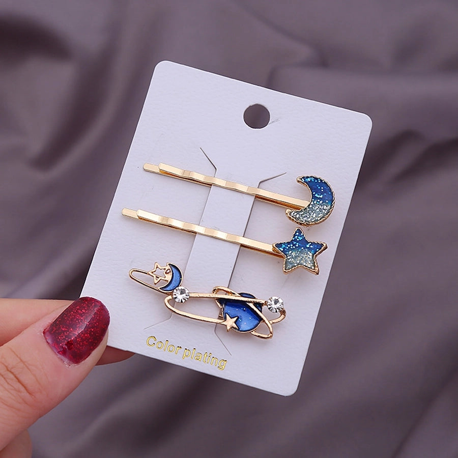 sweet geometric alloy plating rhinestones hair clip 1 set