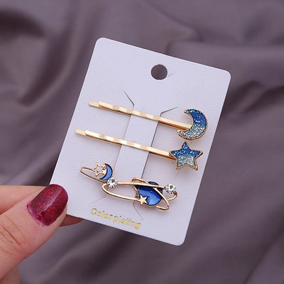 sweet geometric alloy plating rhinestones hair clip 1 set