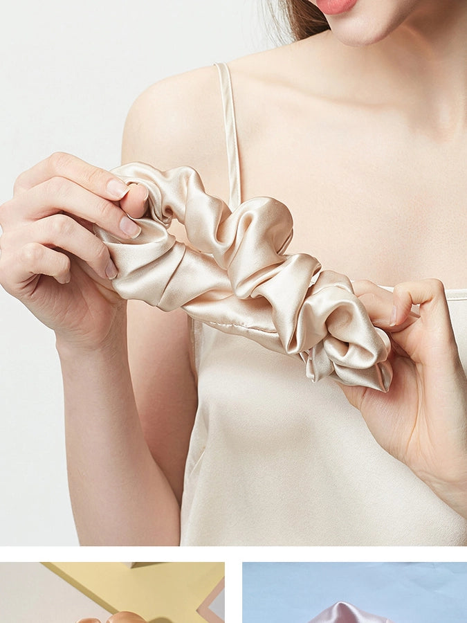 Strictly Selected 19 Mm Silk Hair Band Hair Ring Head Flower 100%  Silk Large Intestine Hair Ring Bright Color Hair Accessories Light Luxury Gift