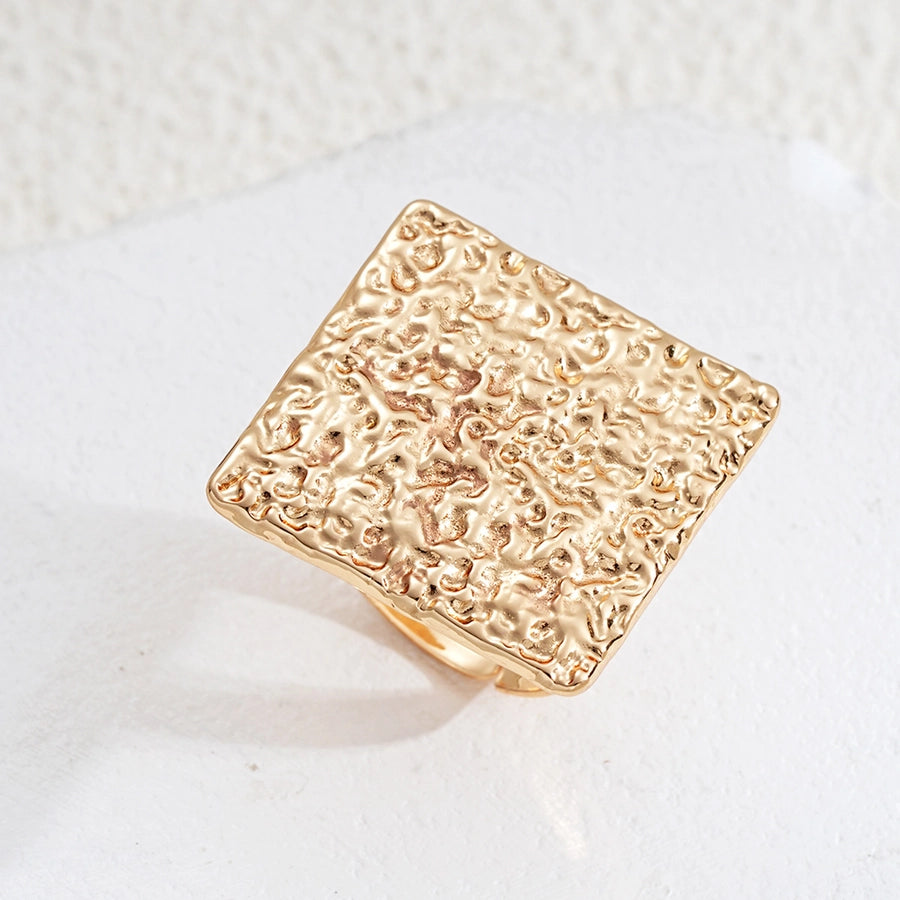 Exaggerated Square Alloy Plating Gold Plated Women's Open Rings
