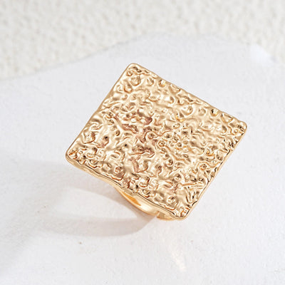 Exaggerated Square Alloy Plating Gold Plated Women's Open Rings