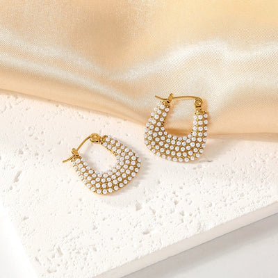 1 Pair Elegant Cute U Shape Geometric 304 Stainless Steel Artificial Pearls Earrings Ear Studs