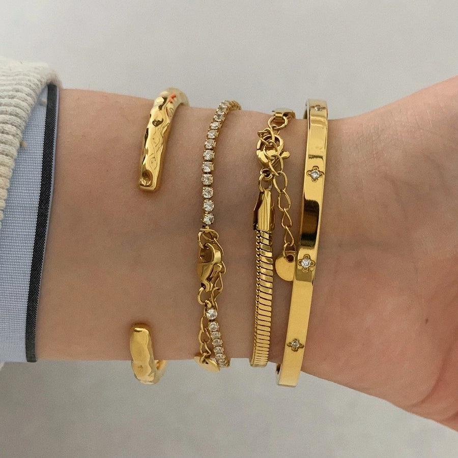 Casual Elegant Heart Shape 304 Stainless Steel 16K Gold Plated White Gold Plated Bracelets Bangle In Bulk