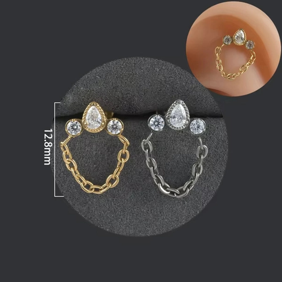 1 Piece Lip Rings Elegant Glam Ethnic Style Clouds Smile Face Wings 304 Stainless Steel Pure Titanium Titanium Alloy Tassel Zircon 14K Gold Plated White Gold Plated Lip Rings Ear Cartilage Rings & Studs