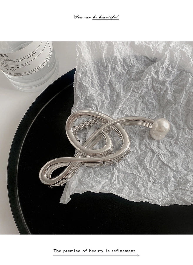 simple style notes alloy inlay pearl hair claws