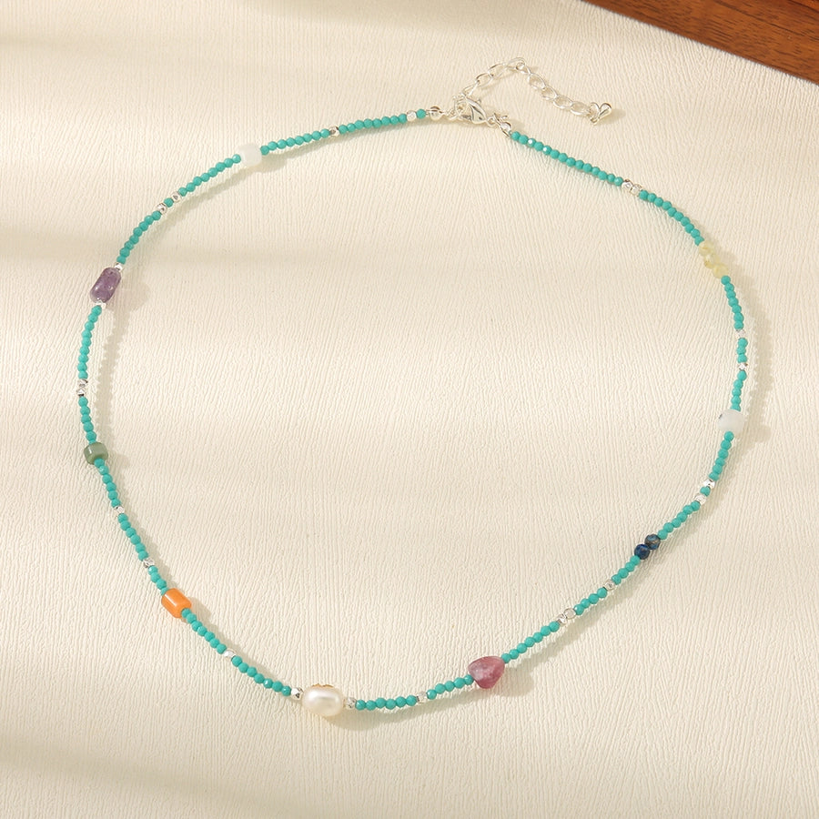 Casual Cute Commute Irregular Copper Natural Stone Freshwater Pearl Necklace In Bulk