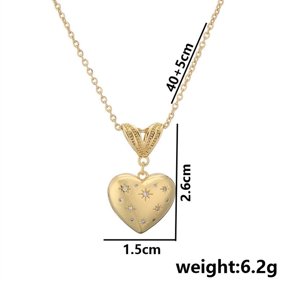 Jewelry Cute Heart Shape 316L Stainless Steel  Copper 18K Gold 18K Gold Plated Pendant Necklace