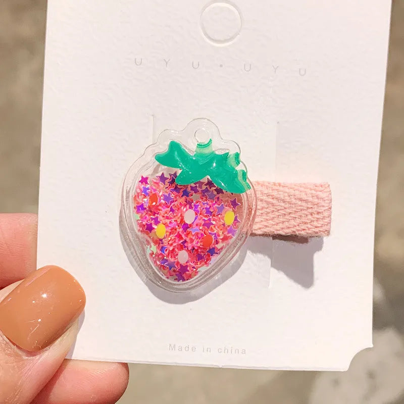 kid's cute cartoon fruit alloy rubber sequins hair clip