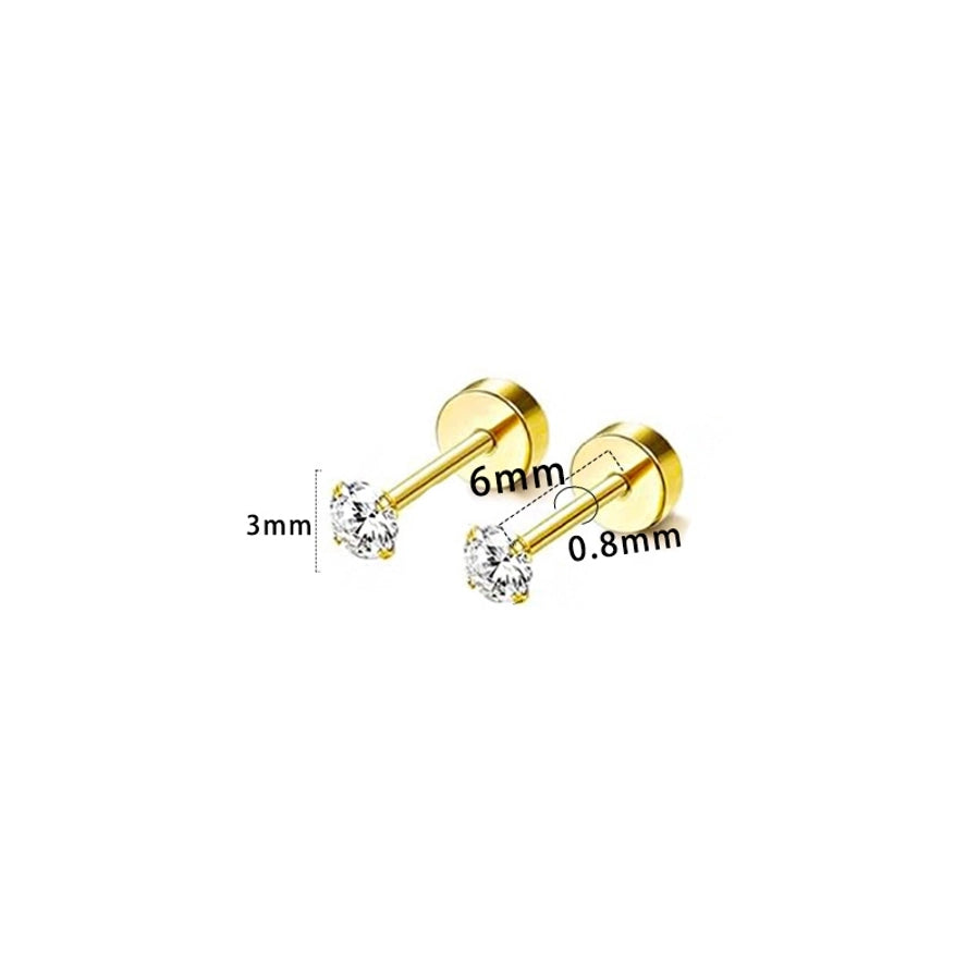1 Piece Casual Formal Simple Style Star 316 Stainless Steel  Zircon 14K Gold Plated Ear Studs