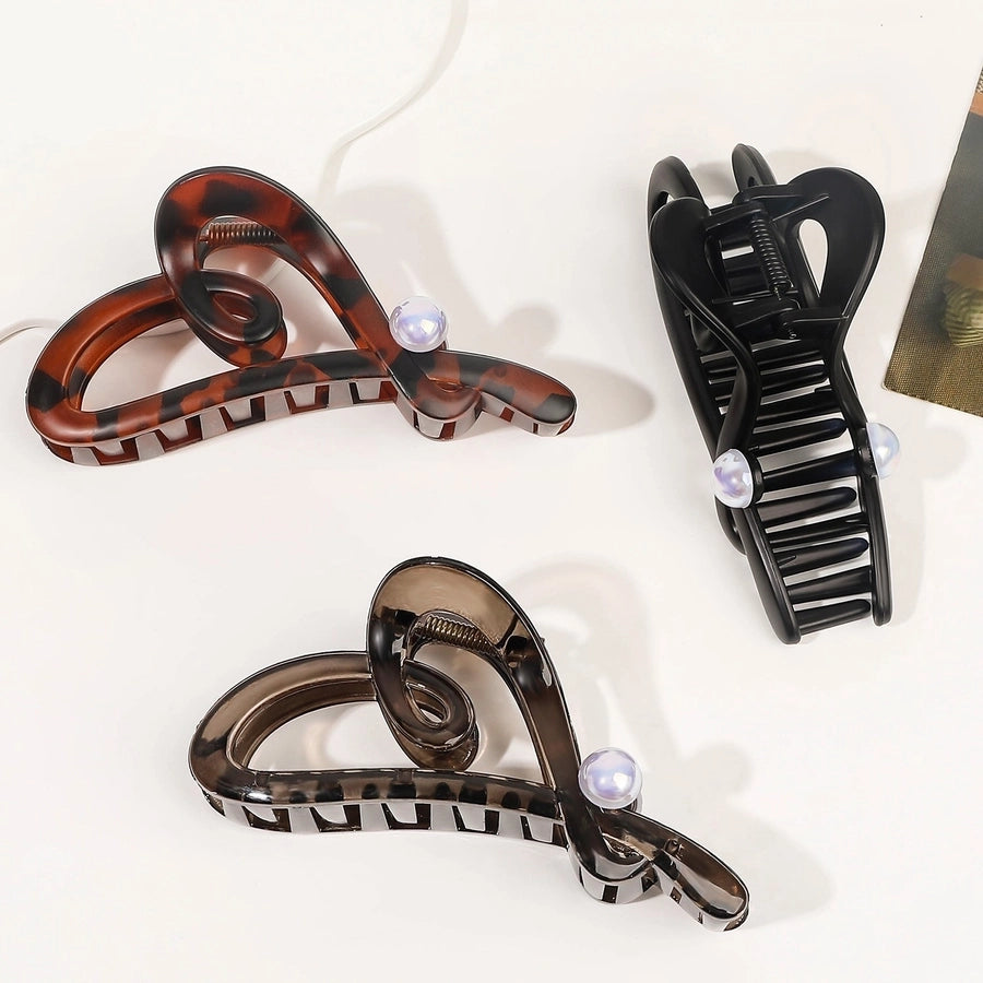 Women's Sweet Simple Style Heart Shape Plastic Resin Inlay Artificial Pearls Hair Claws