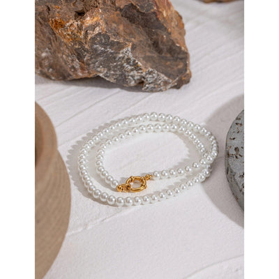 Jewelry Simple Style Classic Style Round 304 Stainless Steel Beaded Pearl Necklace