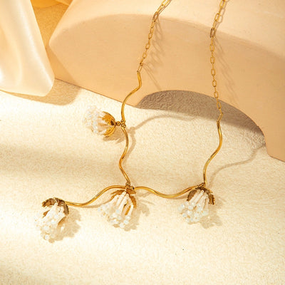 Jewelry Elegant Lady Geometric 304 Stainless Steel Zircon 14K Gold Plated Plating Three Layer Necklace Necklace