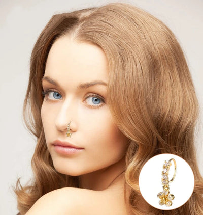 1 Set Nose Rings & Studs Y2K Shiny Star Butterfly Lightning 201 Stainless Steel Copper Inlay Zircon Nose Rings & Studs