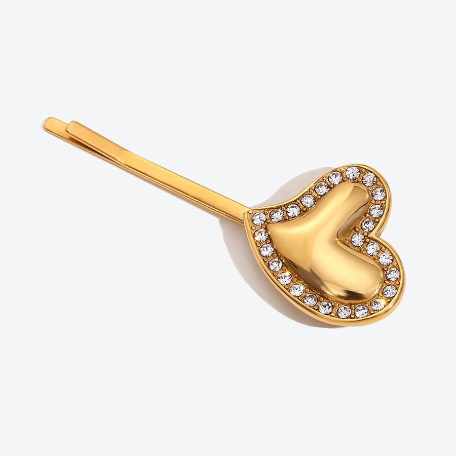 Cute Side Clip Bang Clip Girly Heart Barrettes Stainless Steel 18K Gold Plating Irregular Heart Side Diamond Hair Clip Barrettes