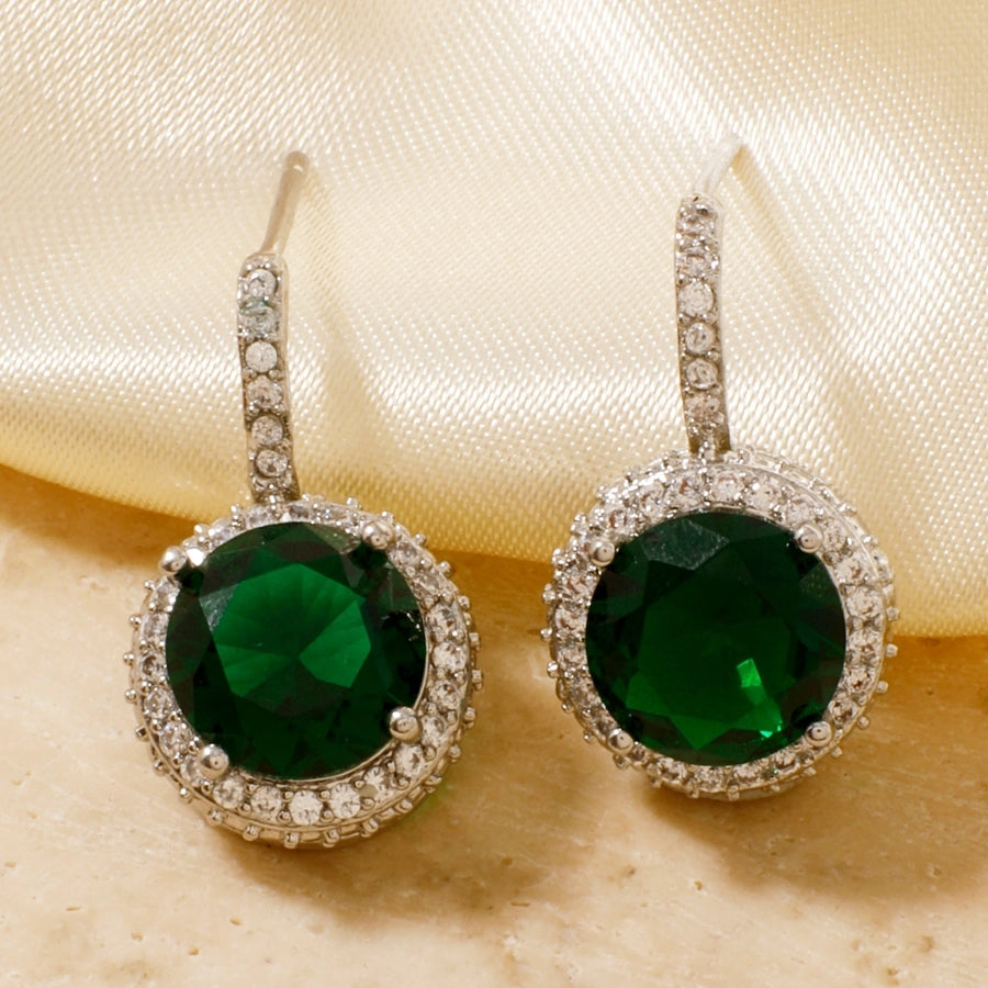 1 Pair Elegant Glam Shiny Geometric Inlay Copper Zircon Rhodium Plated Ear Studs