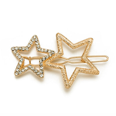 Women's Cute Sweet Star Metal Inlay Rhinestones Hair Clip