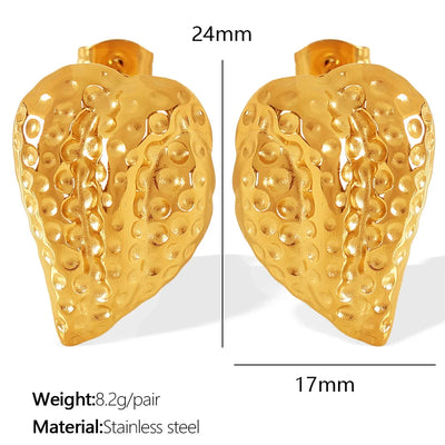 1 Pair IG Style Retro Geometric Polishing Plating 304 Stainless Steel 18K Gold Plated Ear Studs