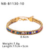 IG Style Geometric 304 Stainless Steel 18K Gold Plated Zircon Tennis Chain Bracelets In Bulk