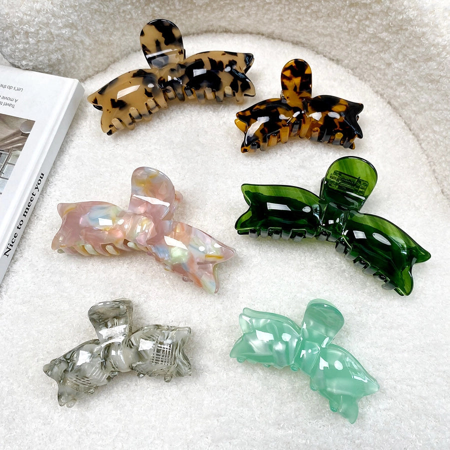 Women's Elegant Color Block Acetic acid sheets Bowknot Hair Claws