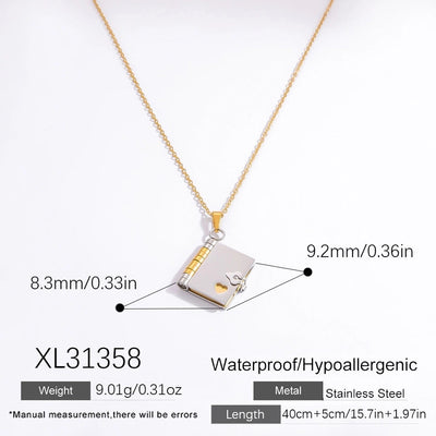 Jewelry Vintage Style Classic Style Book envelope Heart Shape Titanium Steel Plating Pendant Necklace