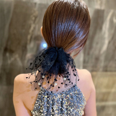 simple style heart shape lace tassel hair tie