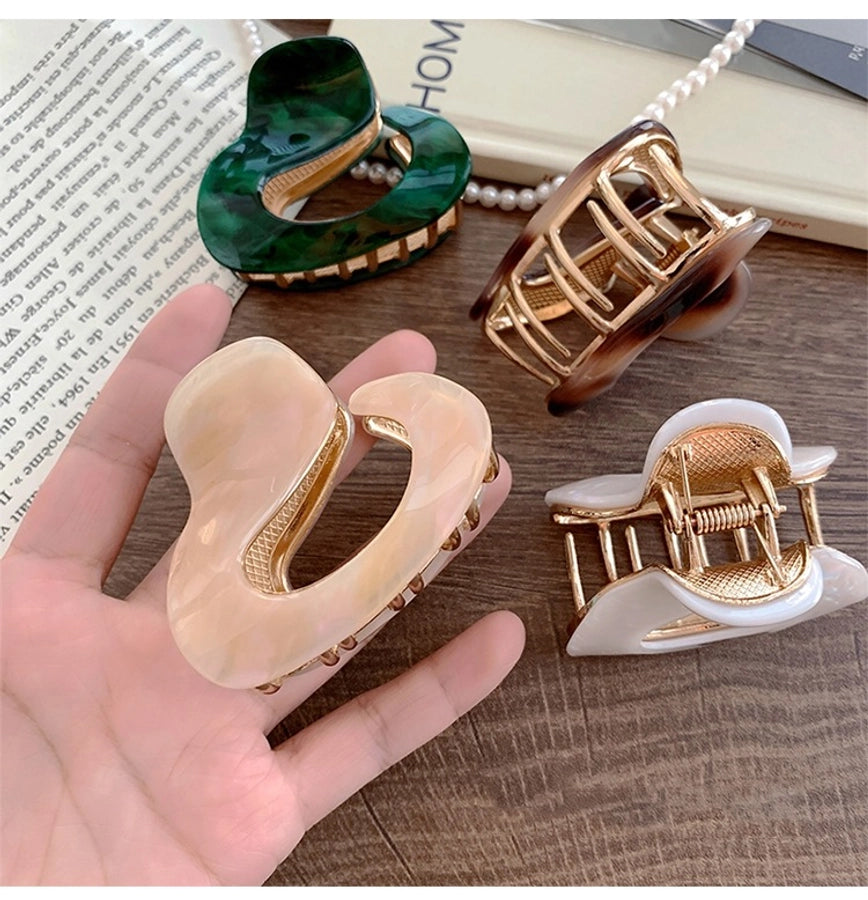 women's elegant retro solid color acetic acid sheets hair claws