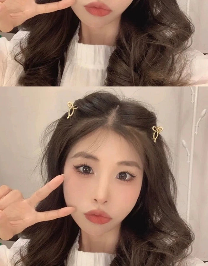 Go to windy places Liu Yifei Xu Hongdou with the same bow small grip Princess head metal bangs hairpin female