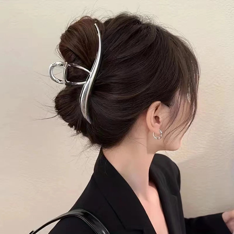 Simple Fashionable Golden Line Sense Large Shark Clip Back Head Grip Fashion Elegant Hairware