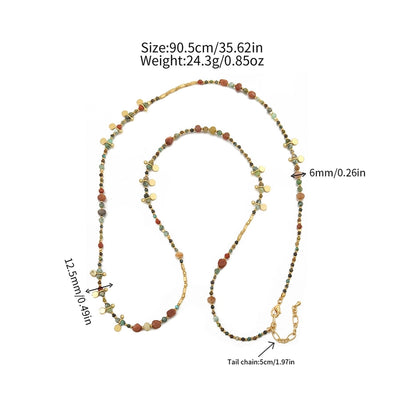 Casual Cute Commute Irregular natural stone Copper Beaded Chain Necklace In Bulk