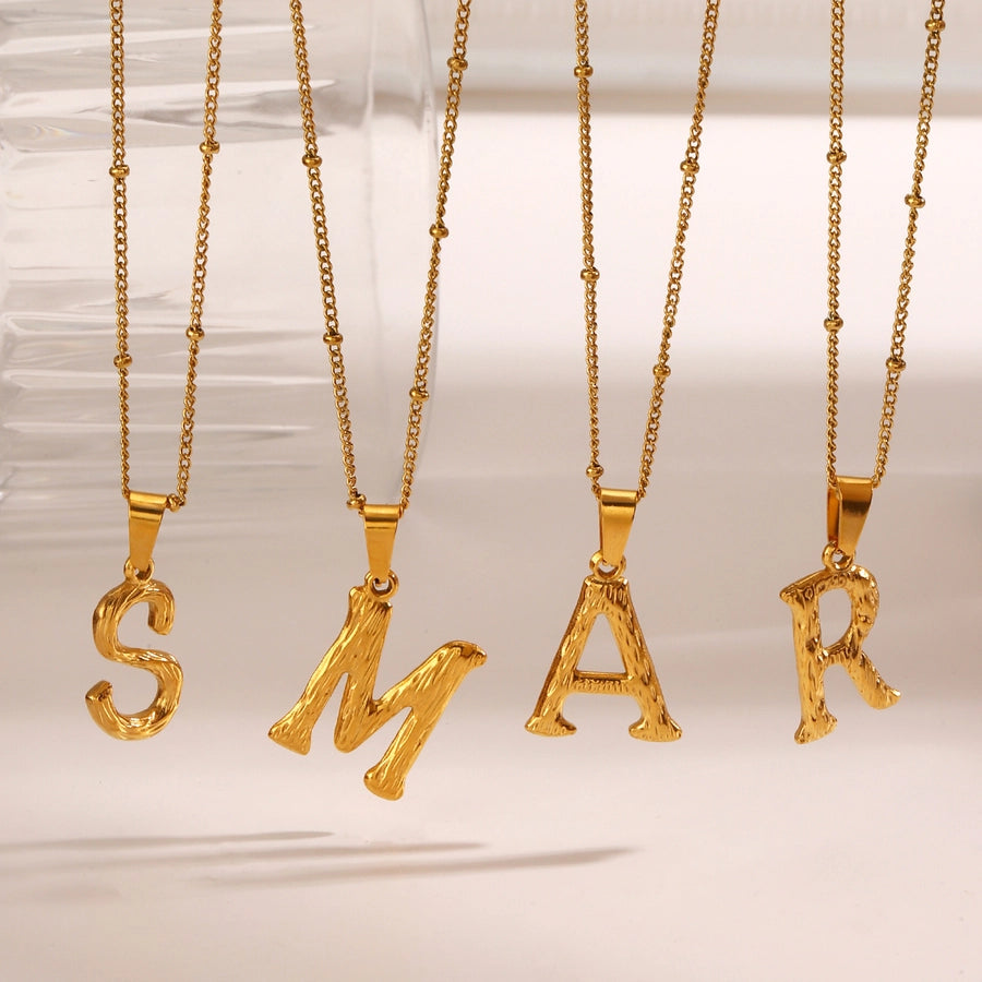 Jewelry Simple Style Cool Style letter 304 Stainless Steel 18K Gold Plated Plating Pendant Necklace