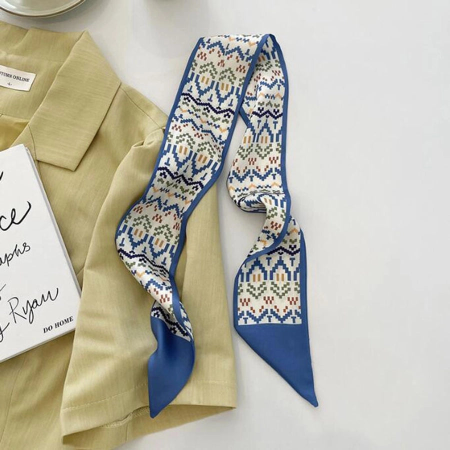 women's sweet letter plaid flower silk scarf printing hair band