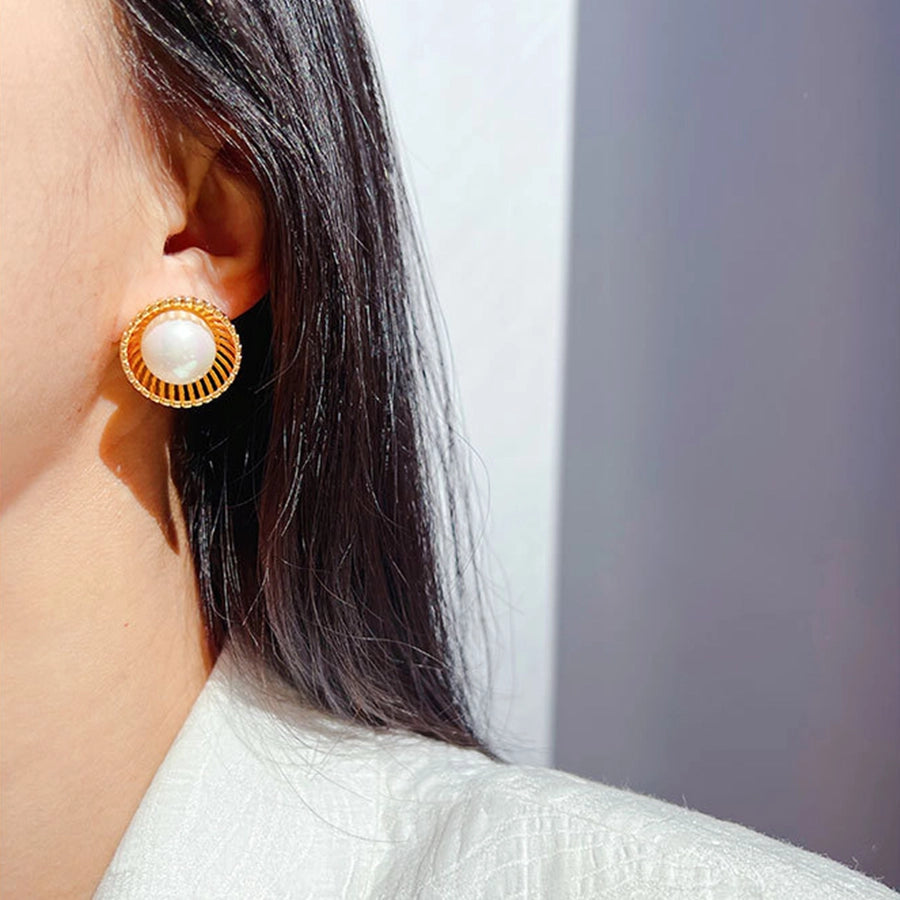 1 Pair Elegant Vintage Style Luxurious Geometric Brass 24K Gold Plated Ear Studs