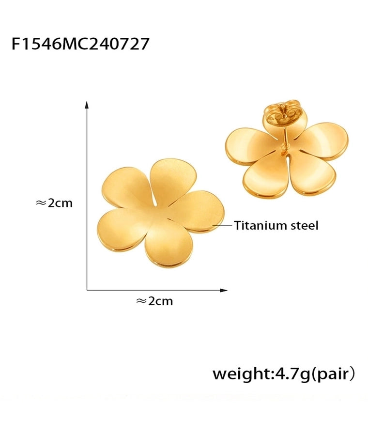 1 Pair Casual Elegant Modern Style Flower Plating Titanium Steel 18K Gold Plated Ear Studs