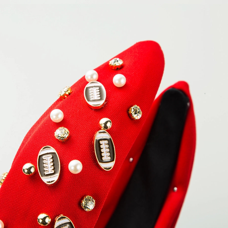 Women's Casual Baroque Style Rugby Knot Alloy Cloth Inlay Rhinestones Pearl Hair Band