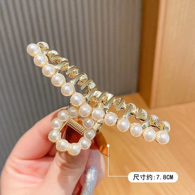 simple style solid color alloy resin hollow out hair claws