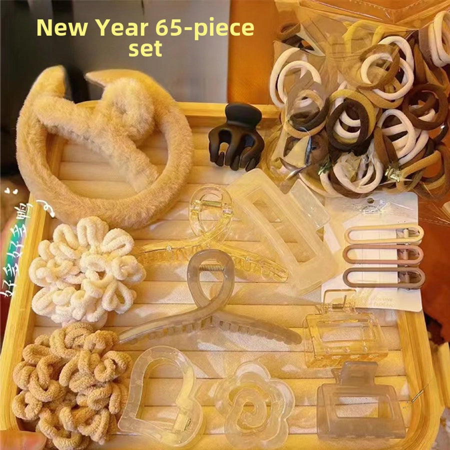 Spring and summer new 67-piece set hairpin combination hair accessories grab clip hair ring simple temperament head rope hair clip high ponytail grab