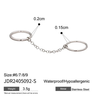 Jewelry Elegant Simple Style Double Ring Stainless Steel Layered Mixed Metal Plating Rings