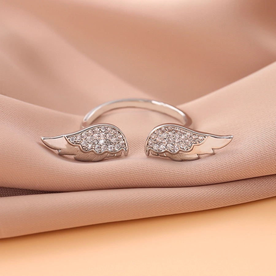 Jewelry Simple Style Shiny Wings Copper Open Rings