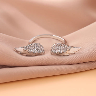 Jewelry Simple Style Shiny Wings Copper Open Rings