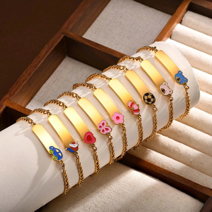 Basic Car Heart Shape Crown 304 Stainless Steel 18K Gold Plated Bracelets In Bulk