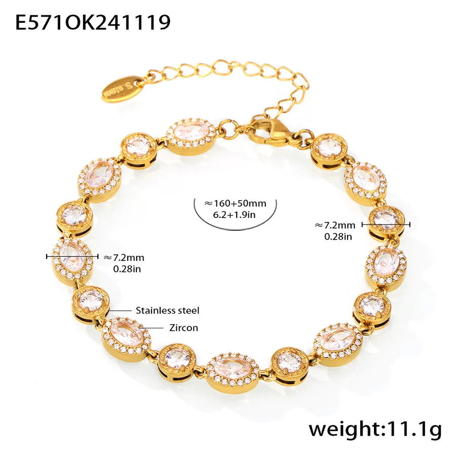 Elegant Luxurious Geometric 304 Stainless Steel 18K Gold Plated Zircon  Bracelets In Bulk
