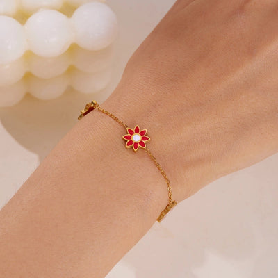 Premium Little Daisy Flower Bracelet Necklace Ear Stud Three-Piece Set Sweet Personality Niche Stainless Steel Ornament