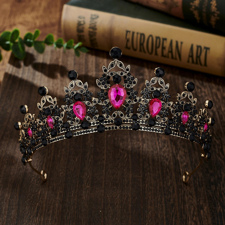 glam luxurious lady crown alloy plating inlay zircon crown