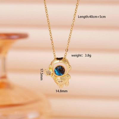 Jewelry Cute IG Style Astronaut Starry Sky 304 Stainless Steel Copper Necklace