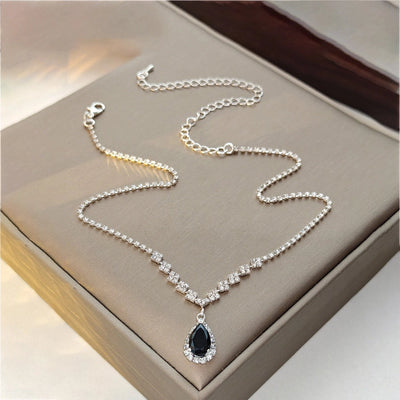 Jewelry Lady Streetwear Water Droplets Copper Earrings Necklace Jewelry Set